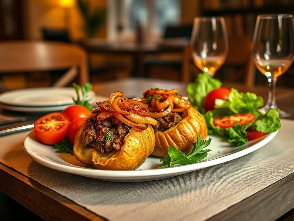 Batata Suíça com Carne na Brasa