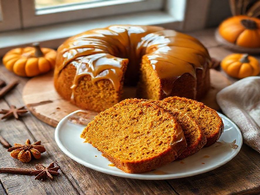 Bolo de Abóbora dos Encantos com Especiarias e Calda de Mel
