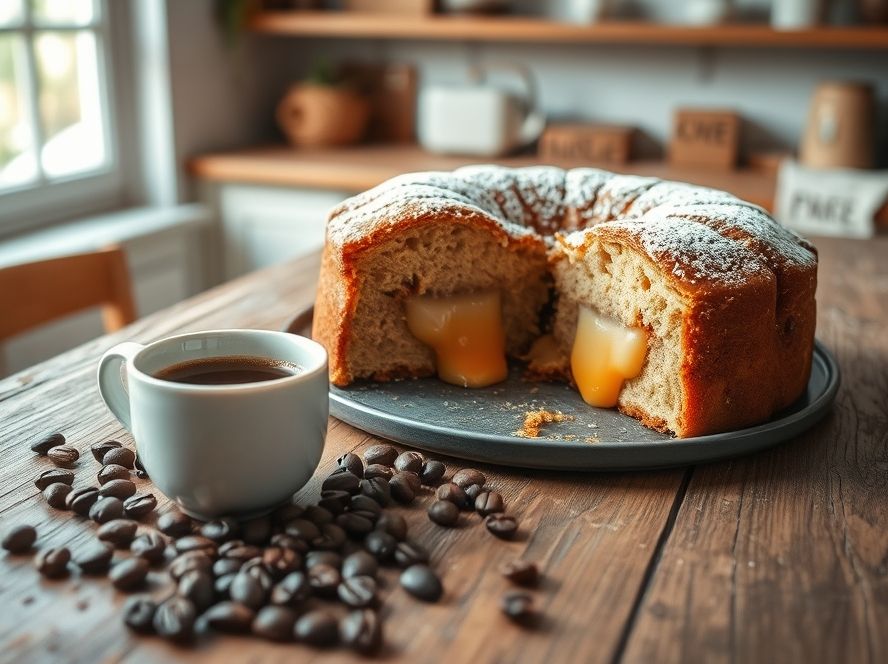 Bolo de Café com Recheio de Doce de Leite Delicioso
