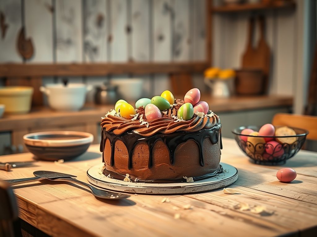 Bolo de Chocolate Gelado da Páscoa