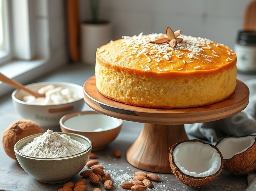 Bolo de Coco com Farinha de Amêndoas Low Carb Delícia Tropical