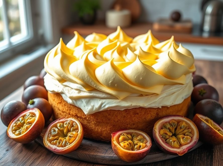 Bolo de Maracujá com Cobertura de Merengue Tropical