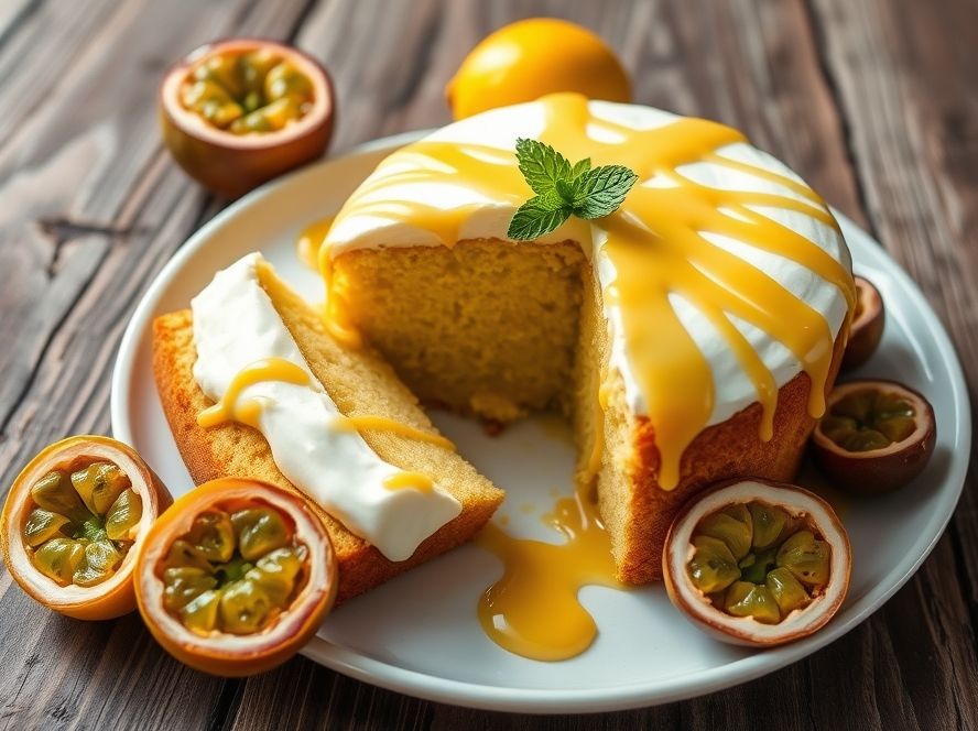 Bolo de Maracujá com Mousse de Chocolate Branco