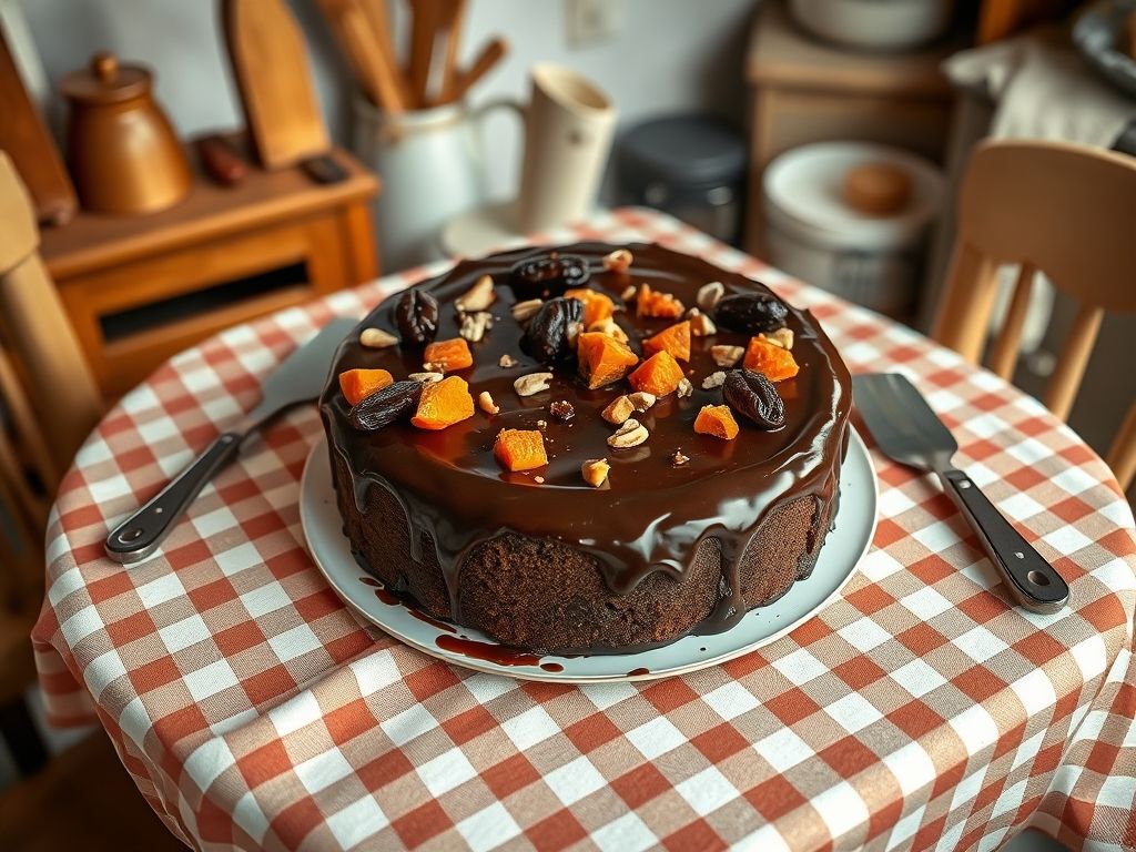 Bolo Vegano de Chocolate com Nozes e Frutas Secas