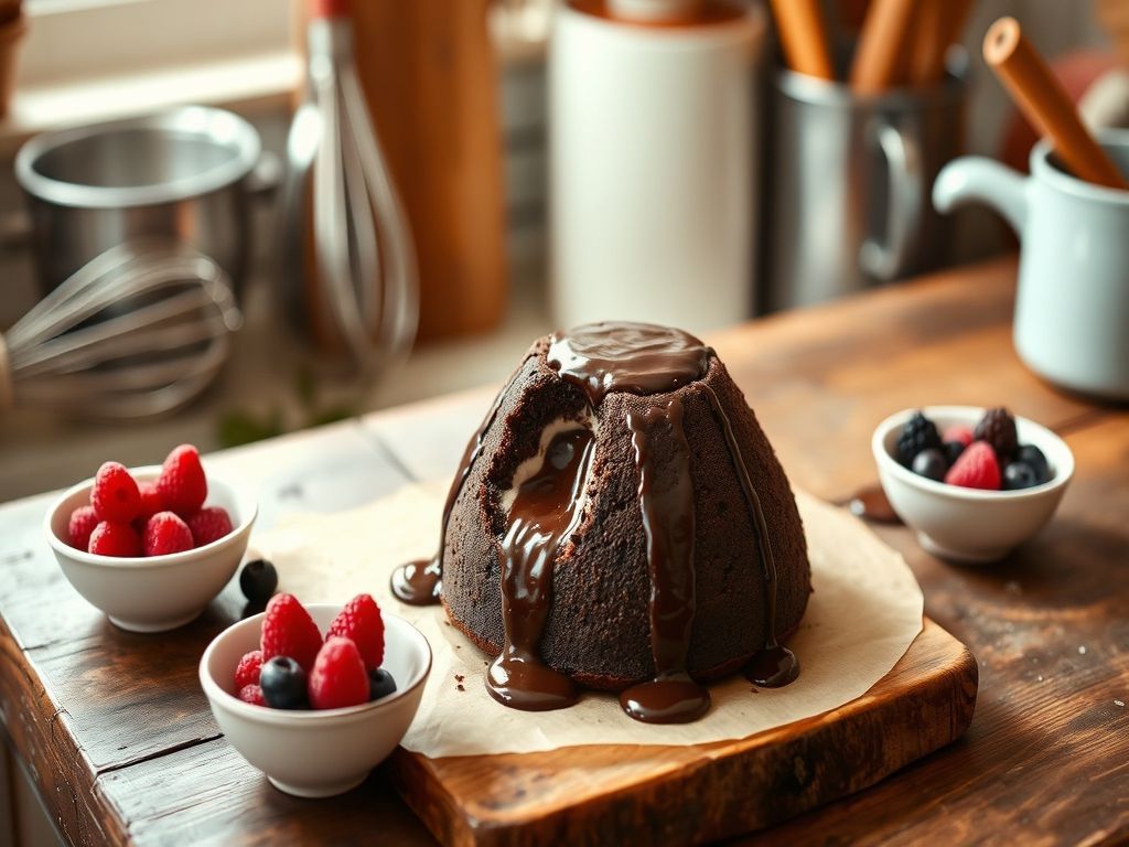 Bolo Vulcão Low Carb de Chocolate com Recheio Cremoso