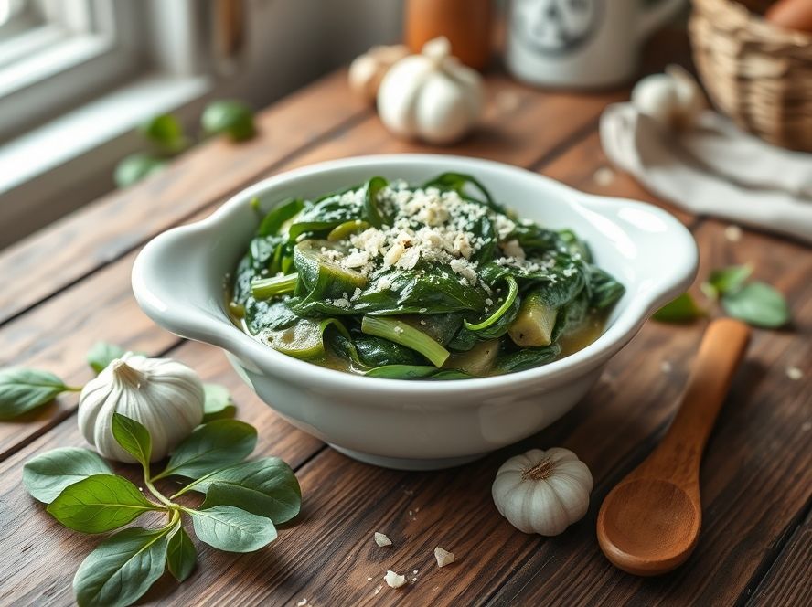 Creme de Espinafre com Alho Low Carb Delícia