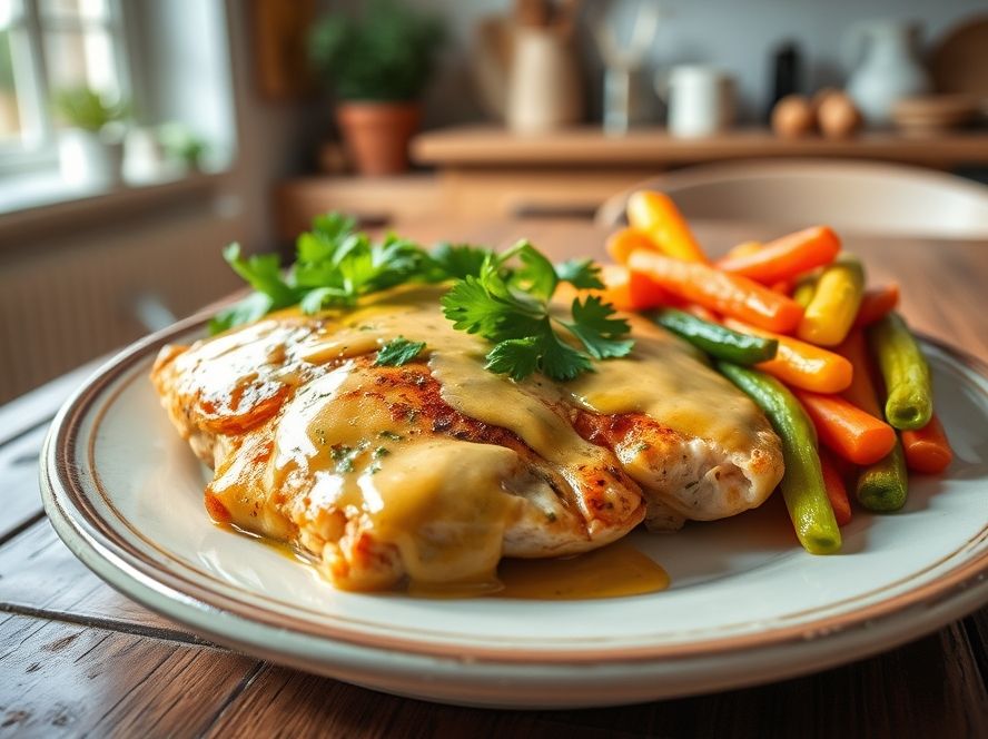 Frango ao molho de mostarda, ervas e creme low carb
