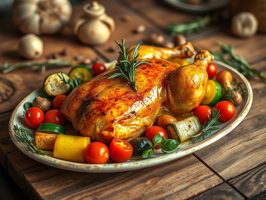 Frango Assado com Alho e Ervas Low Carb