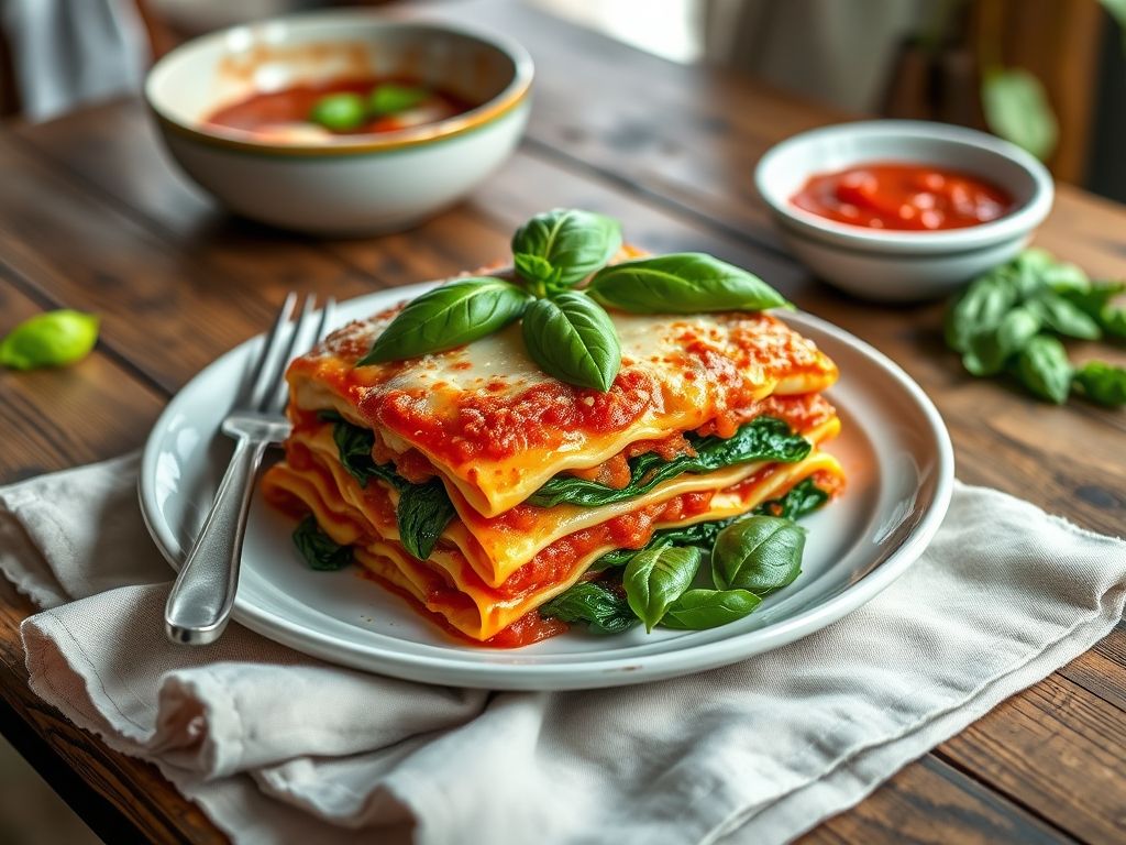 Lasanha de Couve-flor Low Carb com Molho de Tomate e Espinafre