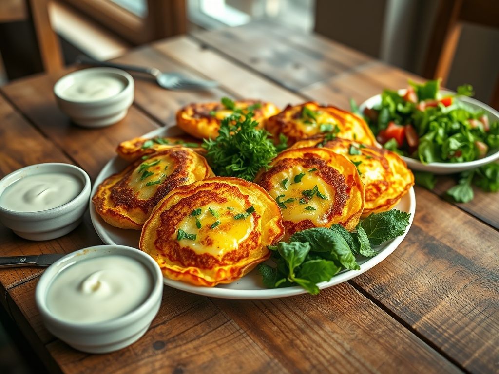 Panquecas de Batata Recheadas com Queijo e Ervas