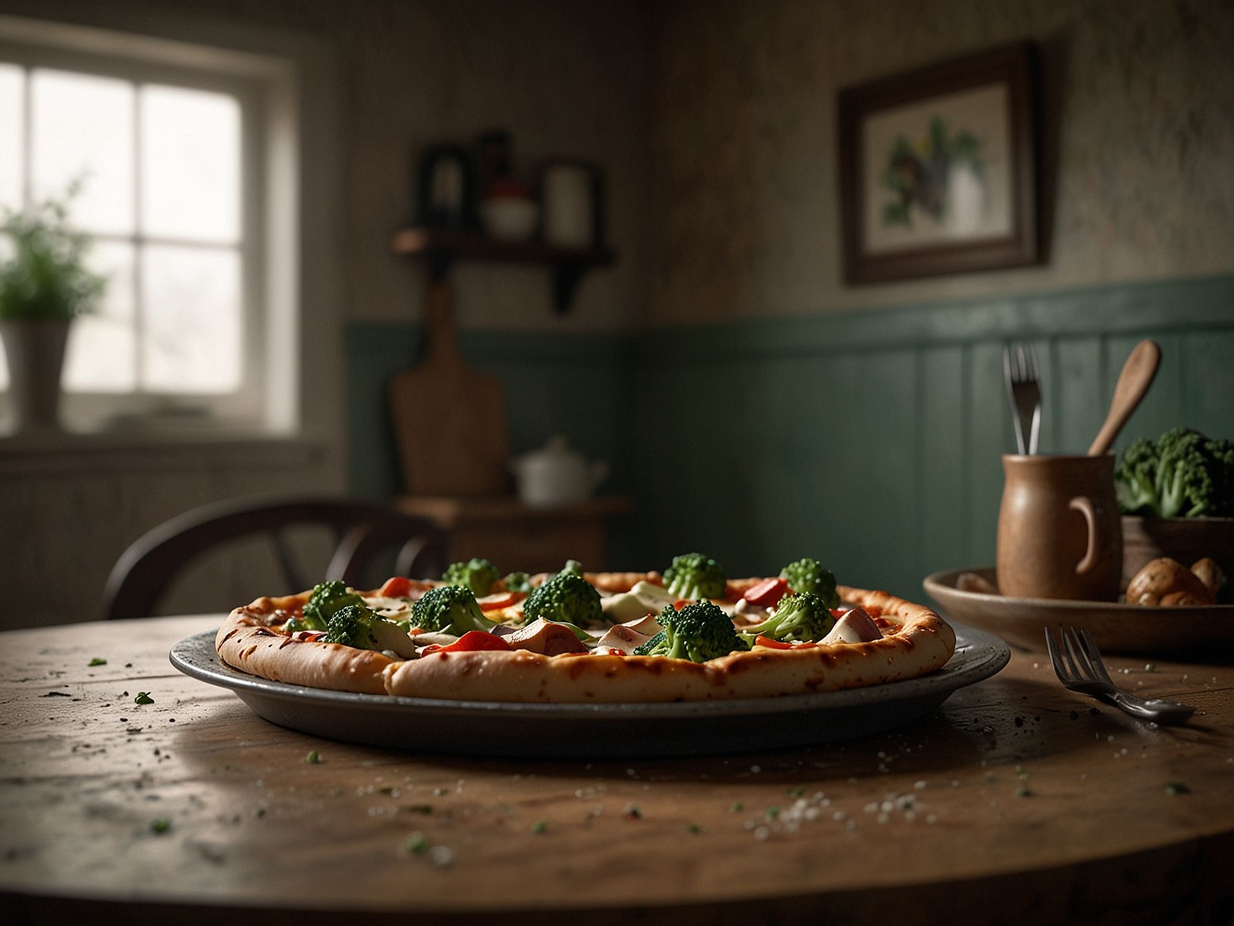 Pizza de Liquidificador Rápida com Frango e Brócolis