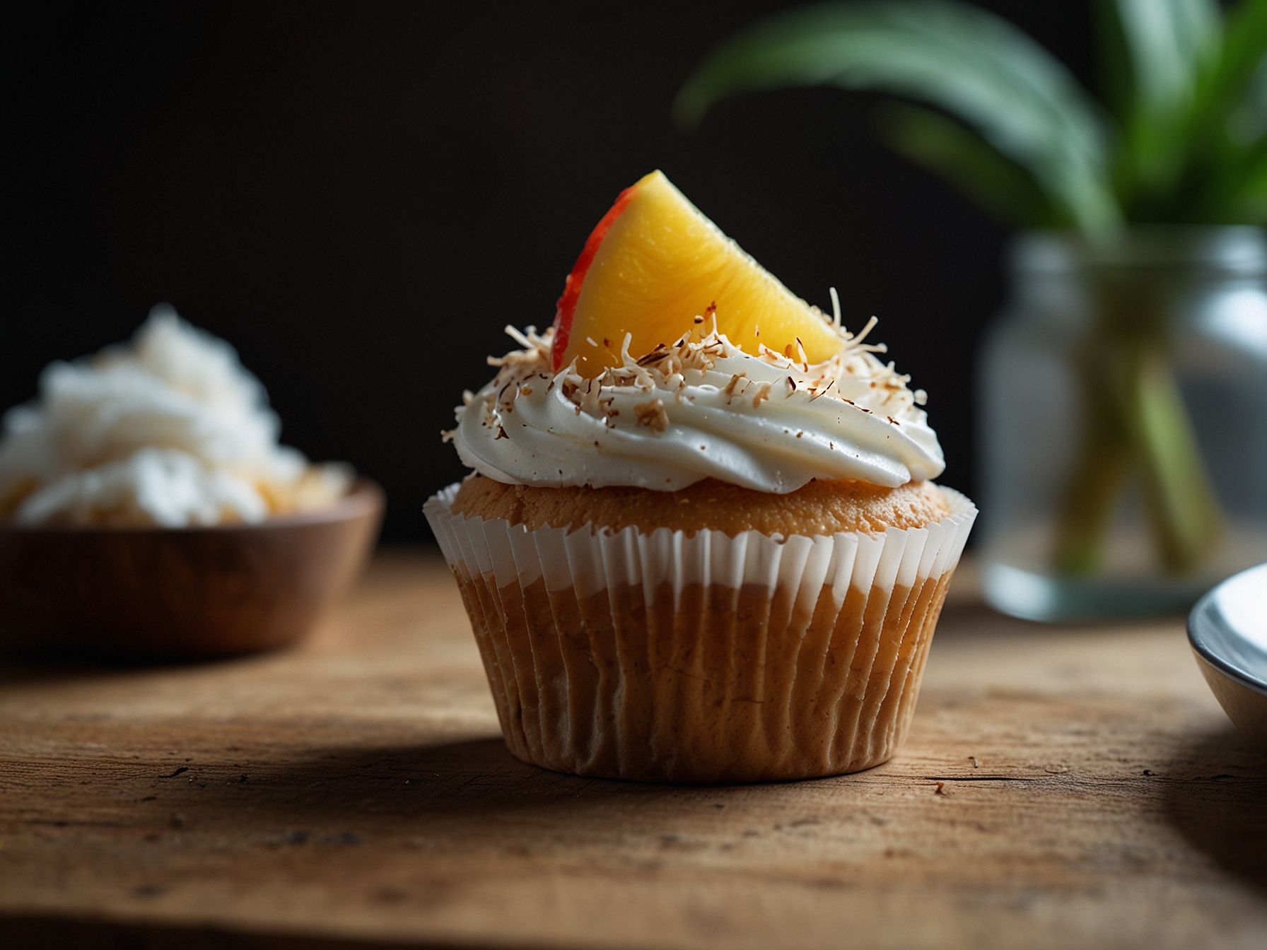 Receita de Cupcake Leve com Coco e Frutas Tropicais