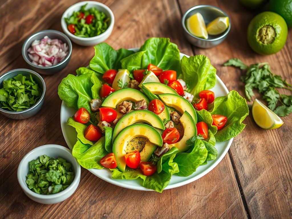 Salada de Alface com Abacate Low Carb Tropical