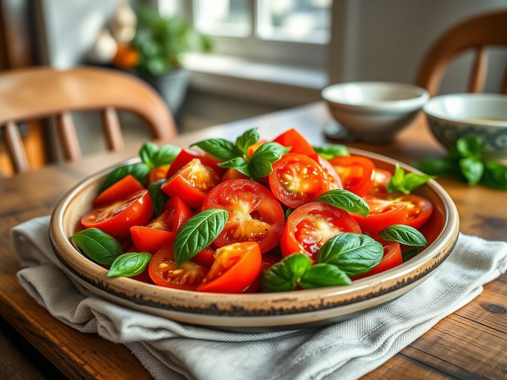 Salada de Tomate com Manjericão Low Carb Deliciosa