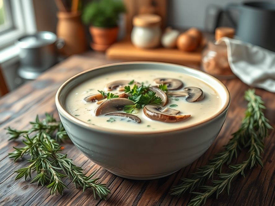 Sopa de Cogumelos com Creme e Ervas Low Carb