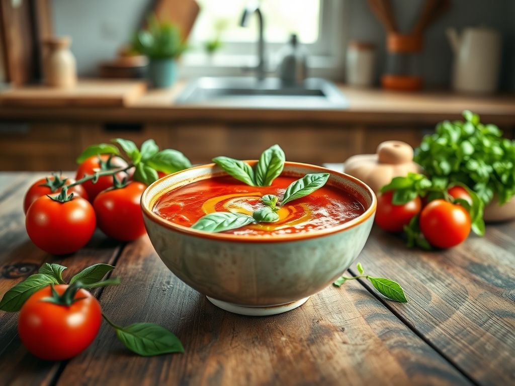 Sopa de Tomate com Manjericão Low Carb