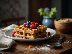 Waffle de Farinha de Amêndoas com Frutas Vermelhas