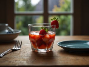 Verrine de Morango com Shake de Laranja e Mel Saboroso