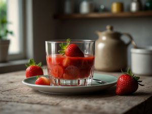 Verrine de Morango com Suco Verde e Mel Natural