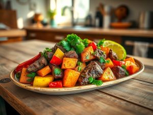 Hash de Carne Low Carb com Legumes Tropicais