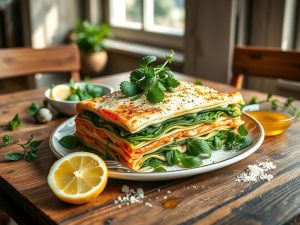 Lasanha low carb de espaguete de pupunha com salmão