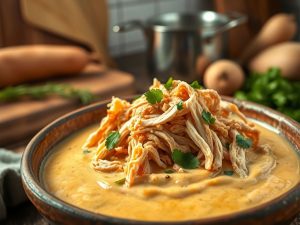 Creme de Batata Doce Fit com Frango Desfiado