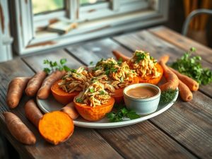 Salgado Fit de Batata Doce com Frango