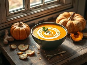 Sopa Cremosa de Abóbora Low Carb com Gengibre e Coco