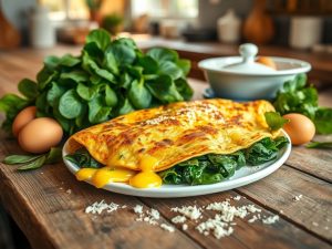 Omelete de Espinafre e Queijo Low Carb