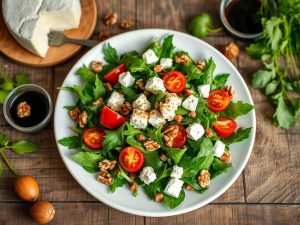 Salada de Rúcula com Queijo de Cabra Low Carb