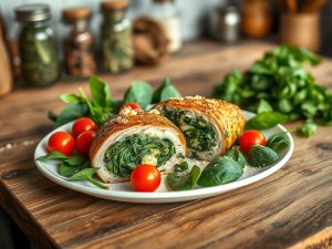 Peito de Frango Recheado Low Carb com Espinafre e Queijo