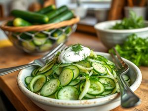 Salada de Pepino com Iogurte Low Carb Refrescante