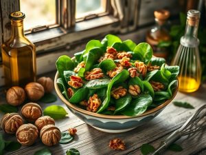 Salada de Espinafre com Nozes Low Carb