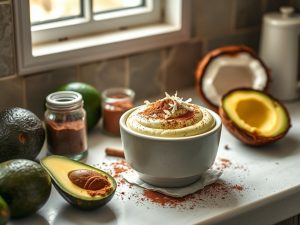 Creme de Abacate Low Carb com Cacau e Coco