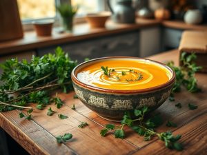 Creme de Abóbora Low Carb com Ervas Aromáticas