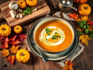 Sopa de abóbora com creme low carb