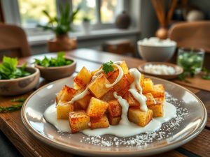 Dadinho de Tapioca com Leite de Coco à Americana