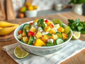 Salada de Pepino com Iogurte Low Carb Tropical
