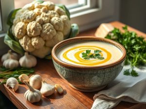 Sopa de Couve-Flor com Alho Low Carb Deliciosa