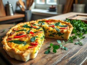 Quiche de Legumes Low Carb com Crosta de Couve-Flor