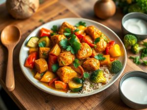 Frango ao Curry com Legumes Low Carb