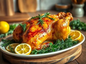 Frango Assado com Limão e Ervas Low Carb
