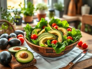 Salada de Alface com Abacate e Tomate Low Carb