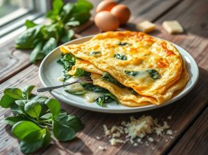 Omelete de Espinafre com Queijo Low Carb Delícia