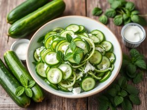 Salada de Pepino com Iogurte e Hortelã Low Carb