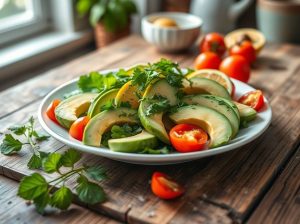 Salada de Abacate com Limão e Coentro Low Carb