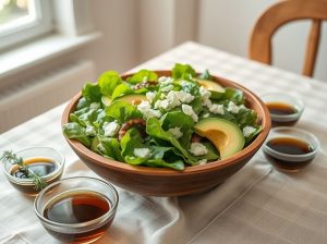 Salada de Alface com Abacate e Queijo Low Carb