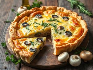 Quiche de Cogumelos com Queijo e Ervas Low Carb