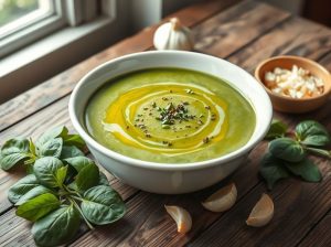 Sopa de Espinafre com Creme e Alho Low Carb