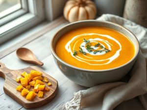 Creme de Abóbora com Gengibre e Creme Low Carb